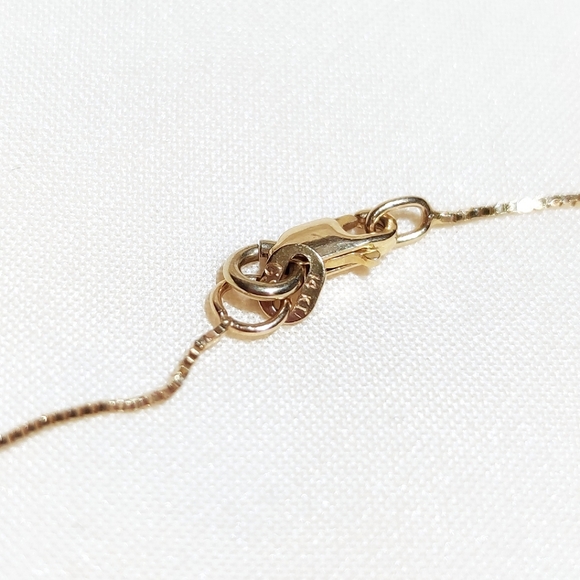 Solid 14k open heart pendant with tiny crystal necklace - Picture 11 of 11